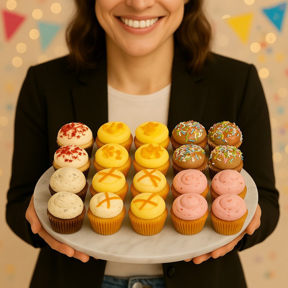 Mini Cupcakes (24 stuks) – Mix van Vanille, Chocolade en Carrot Cake
