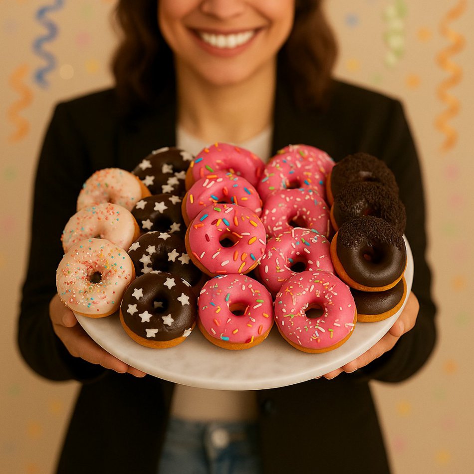 Mini Donuts (15 stuks) – Met Chocolade, Aardbei & Naturel