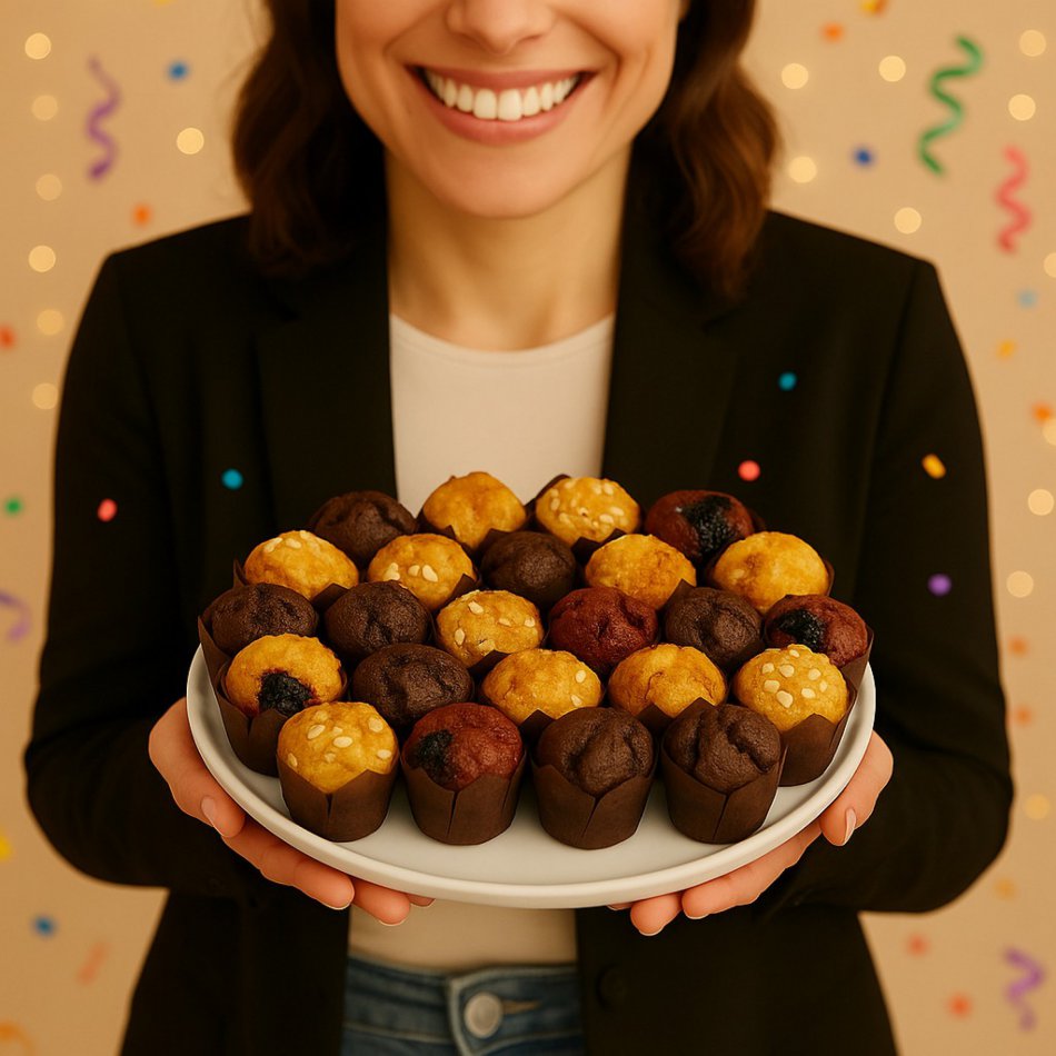 Mini Muffins (20 stuks) – Mix van Chocolade, Noten, Red Velvet & Bosvruchten