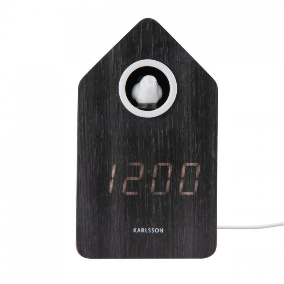 Alarm Clock Cuckoo Led Black wood